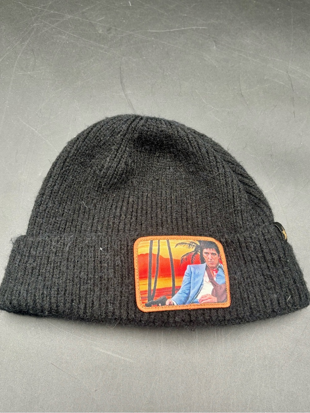 Gold Star Hat Scarface "Behind The Scar" Wool Blend Beanie Black